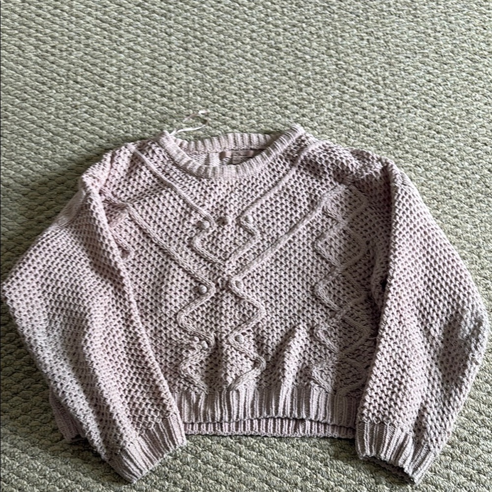 Pink Crew Neck Chunky Knit Sweater